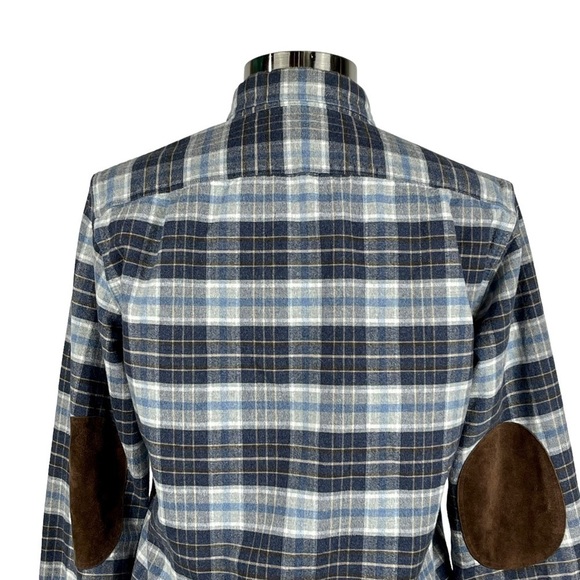 J. CREW COTTON PLAID SUEDE ELBOW PATCH BUTTON DOWN SHIRT - Picture 9 of 16